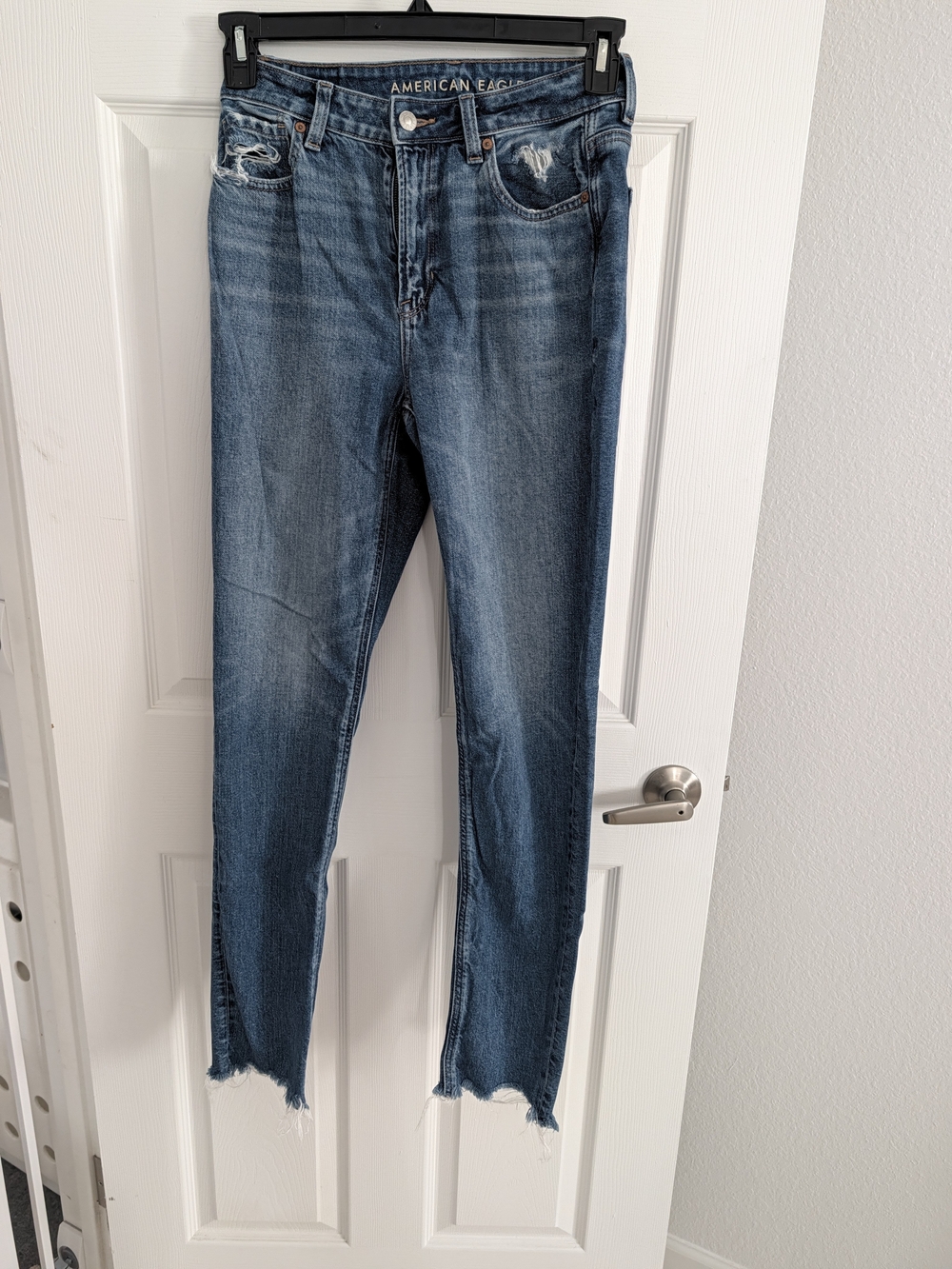 American Eagle Outfitters Women's Blue Distressed Skinny Jeans